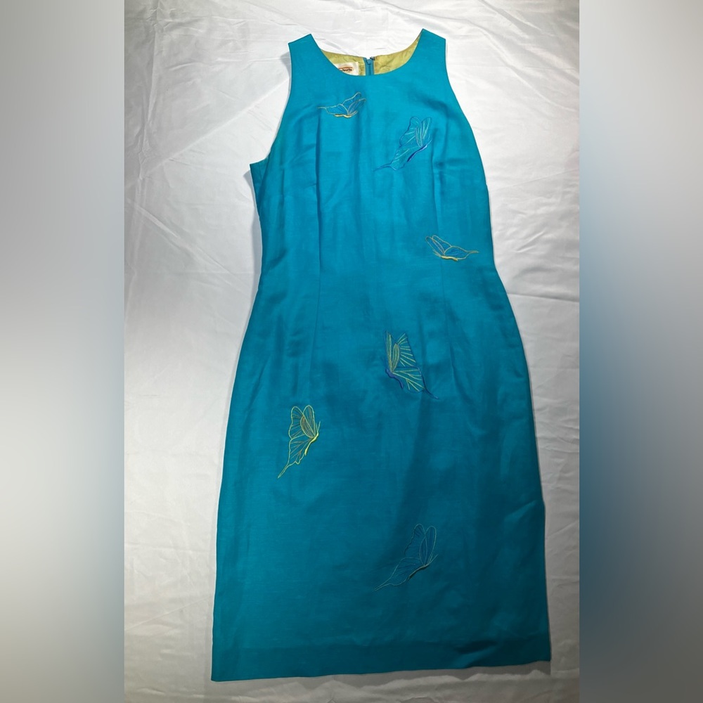 👗Talbots Linen Dress in Aqua, size 6